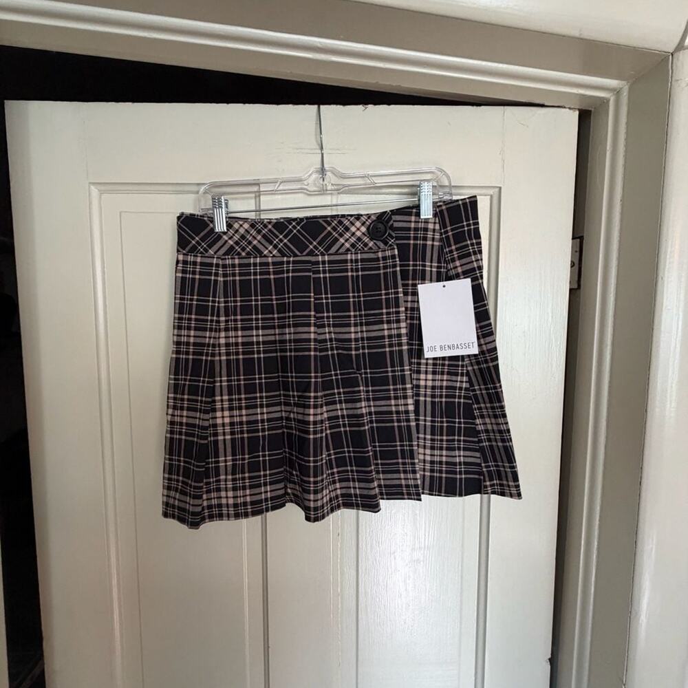 Joe Benbasset Plaid Pleated Mini Skirt
